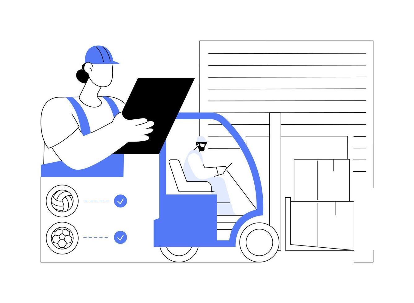 Unloading goods abstract concept illustration. vector