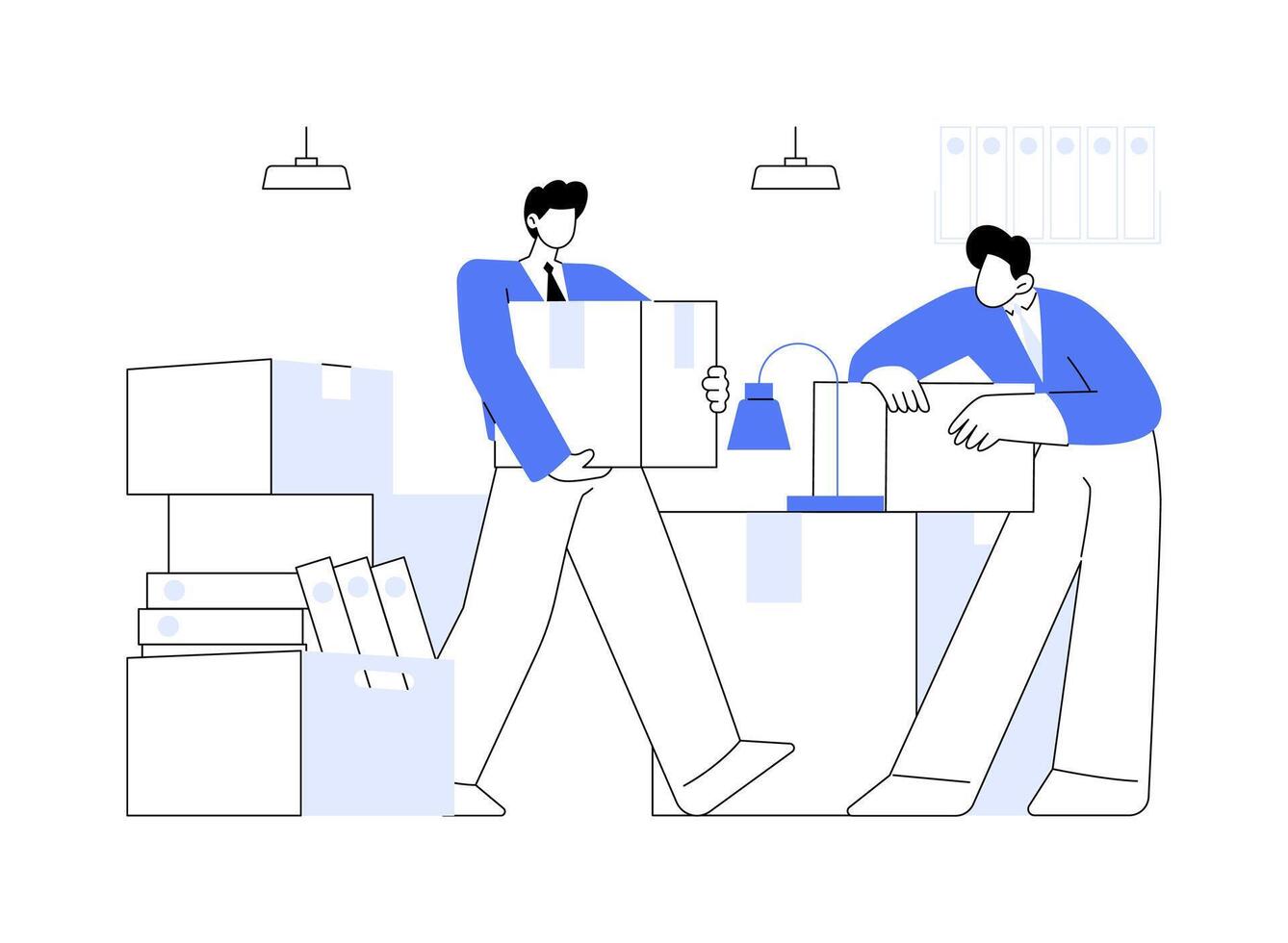 Moving in a new office abstract concept illustration. vector
