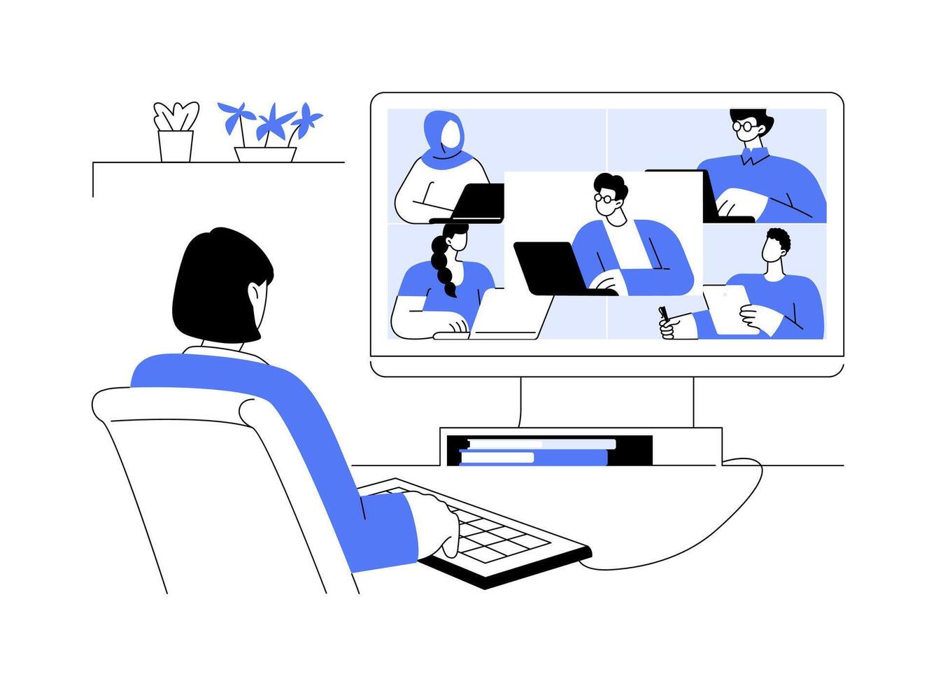 Remote team connection abstract concept illustration. vector