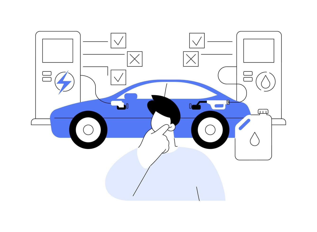 Plug-in hybrid car abstract concept illustration. vector