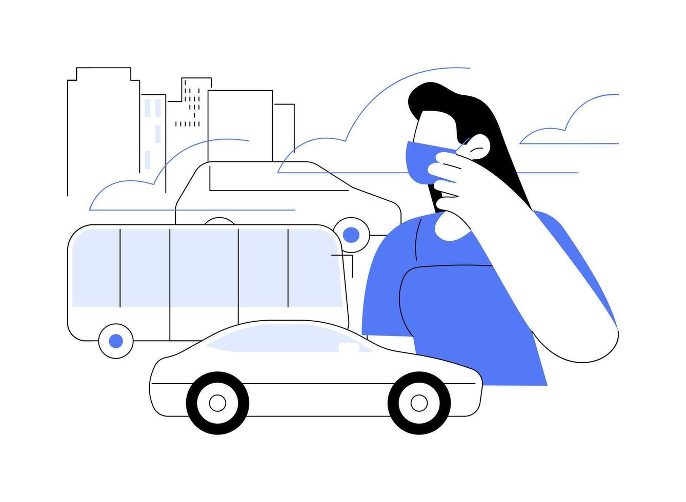 Transportation emissions abstract concept illustration. vector
