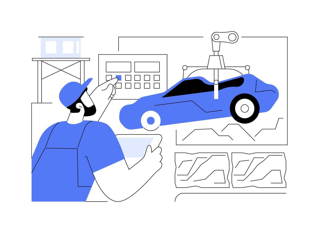 Car recycling plant abstract concept illustration. vector
