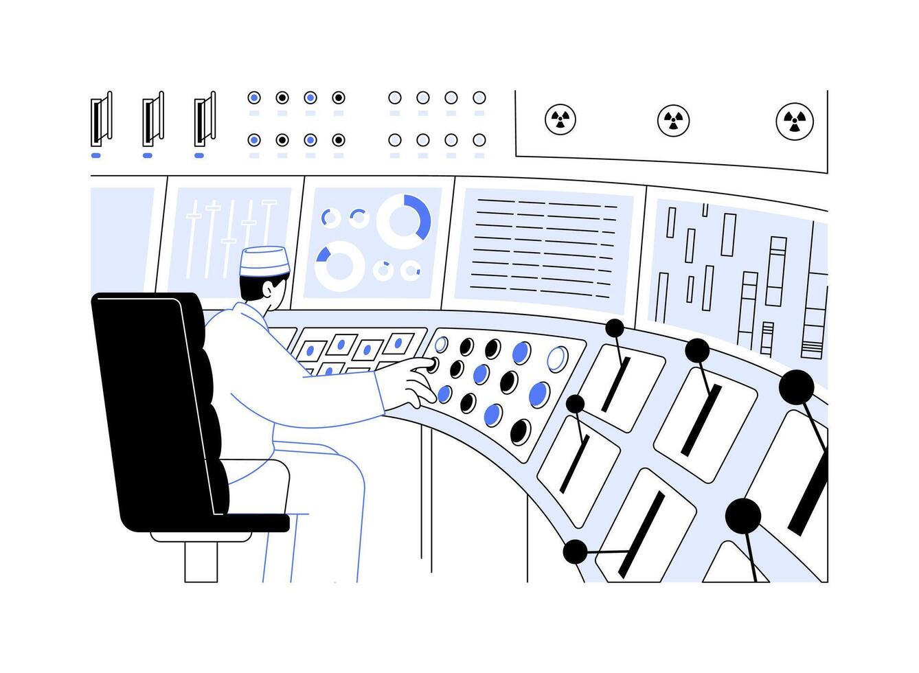 Nuclear power plant control room abstract concept illustration. vector