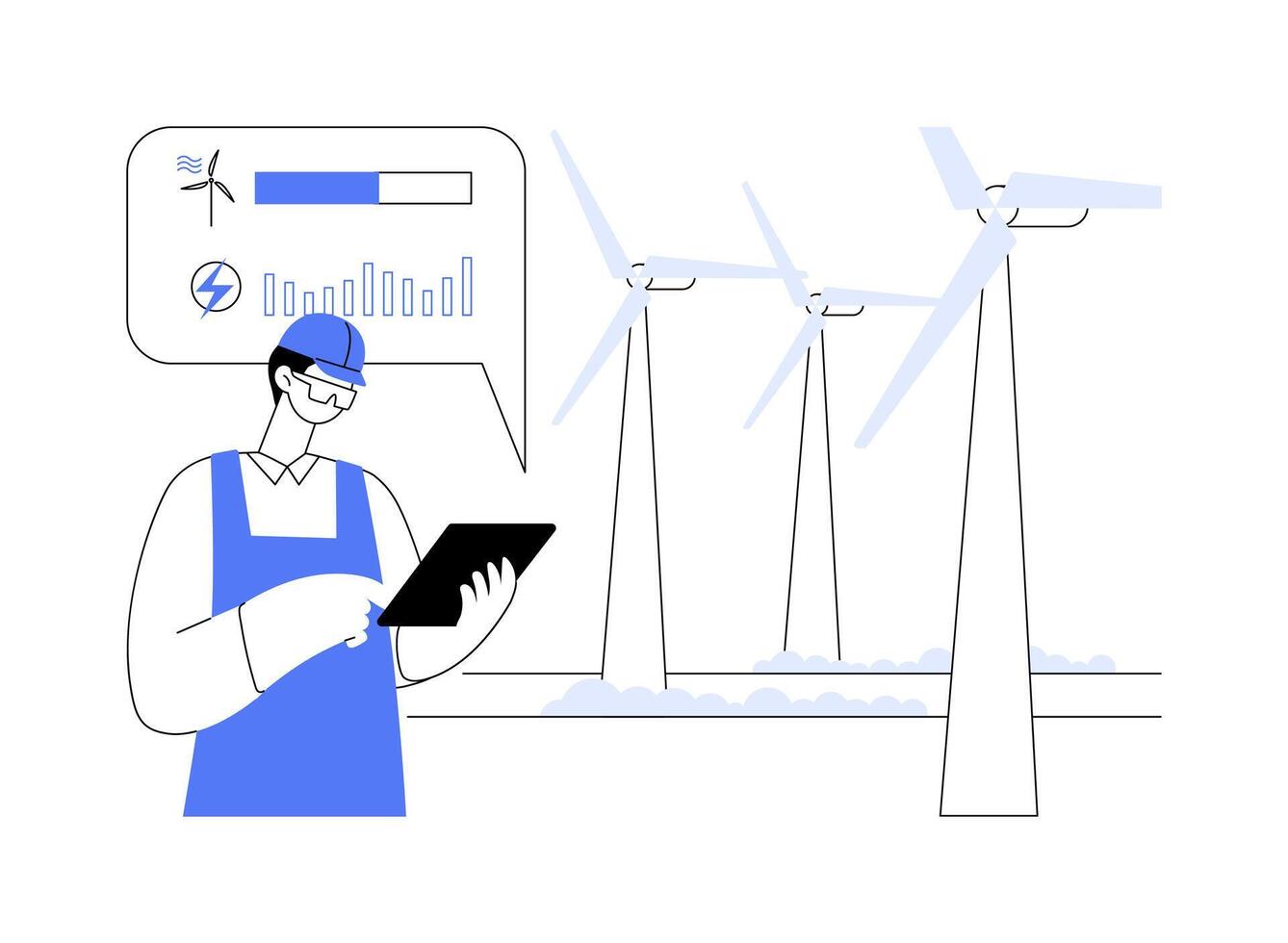 Wind turbine maintenance abstract concept illustration. vector
