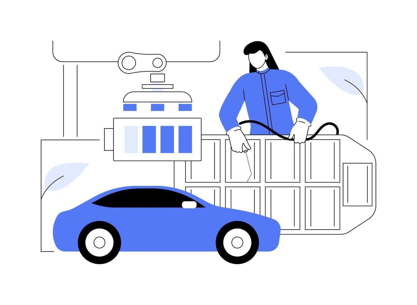 Manufacturing EV battery abstract concept illustration. vector