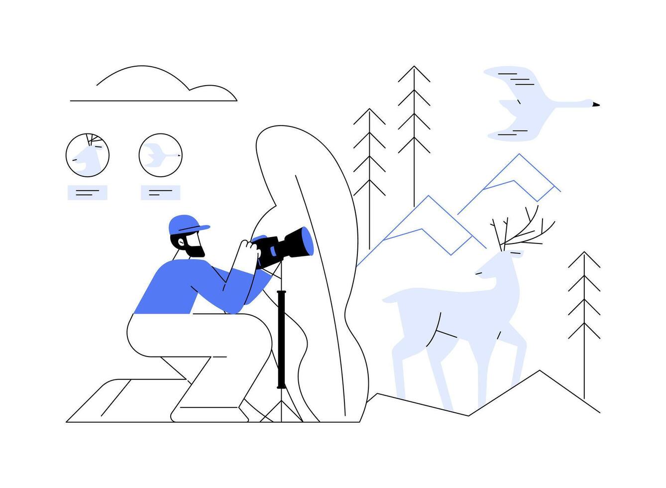 Monitoring animal population abstract concept illustration. vector