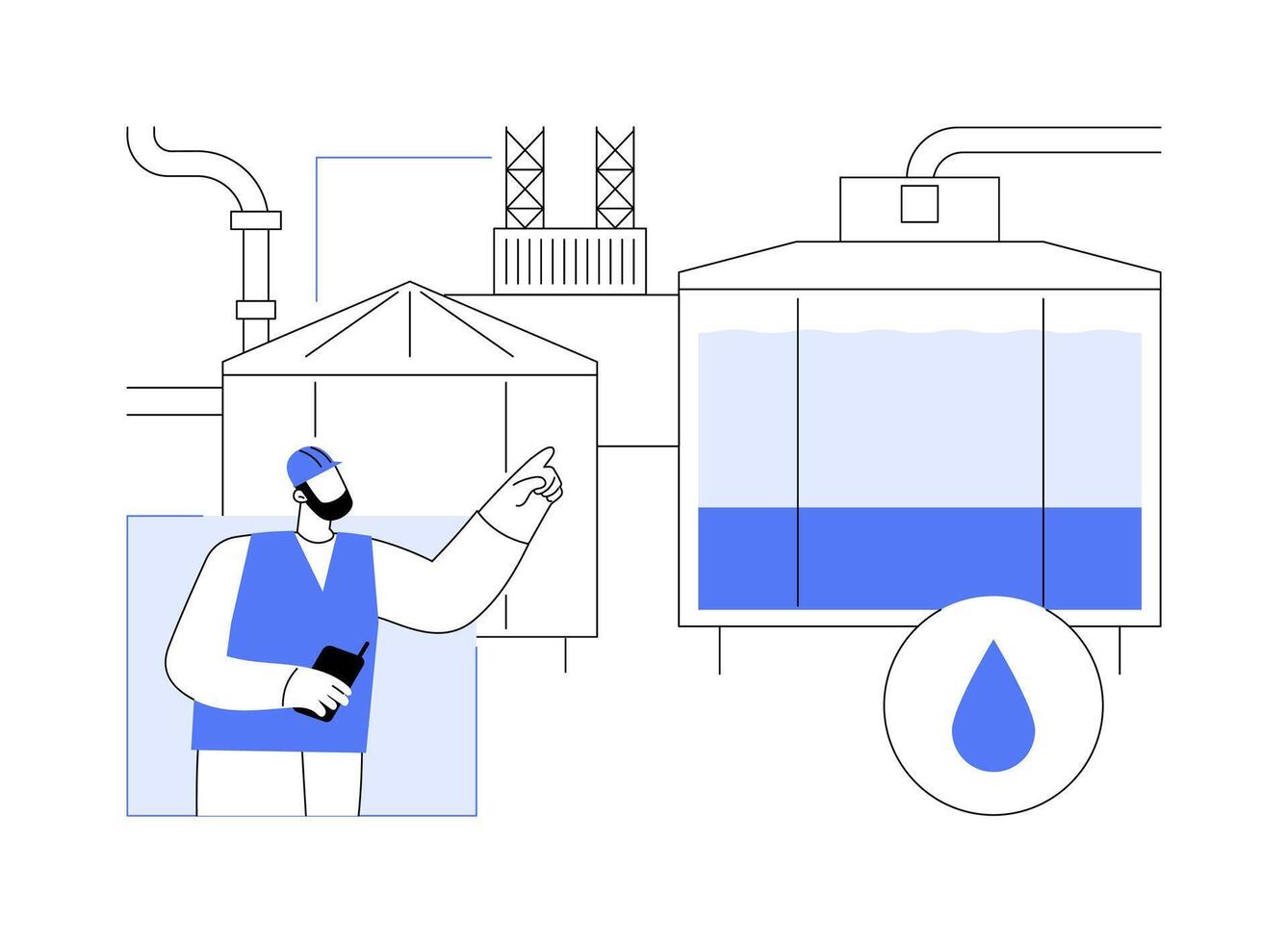 Factory water conservation abstract concept illustration. vector