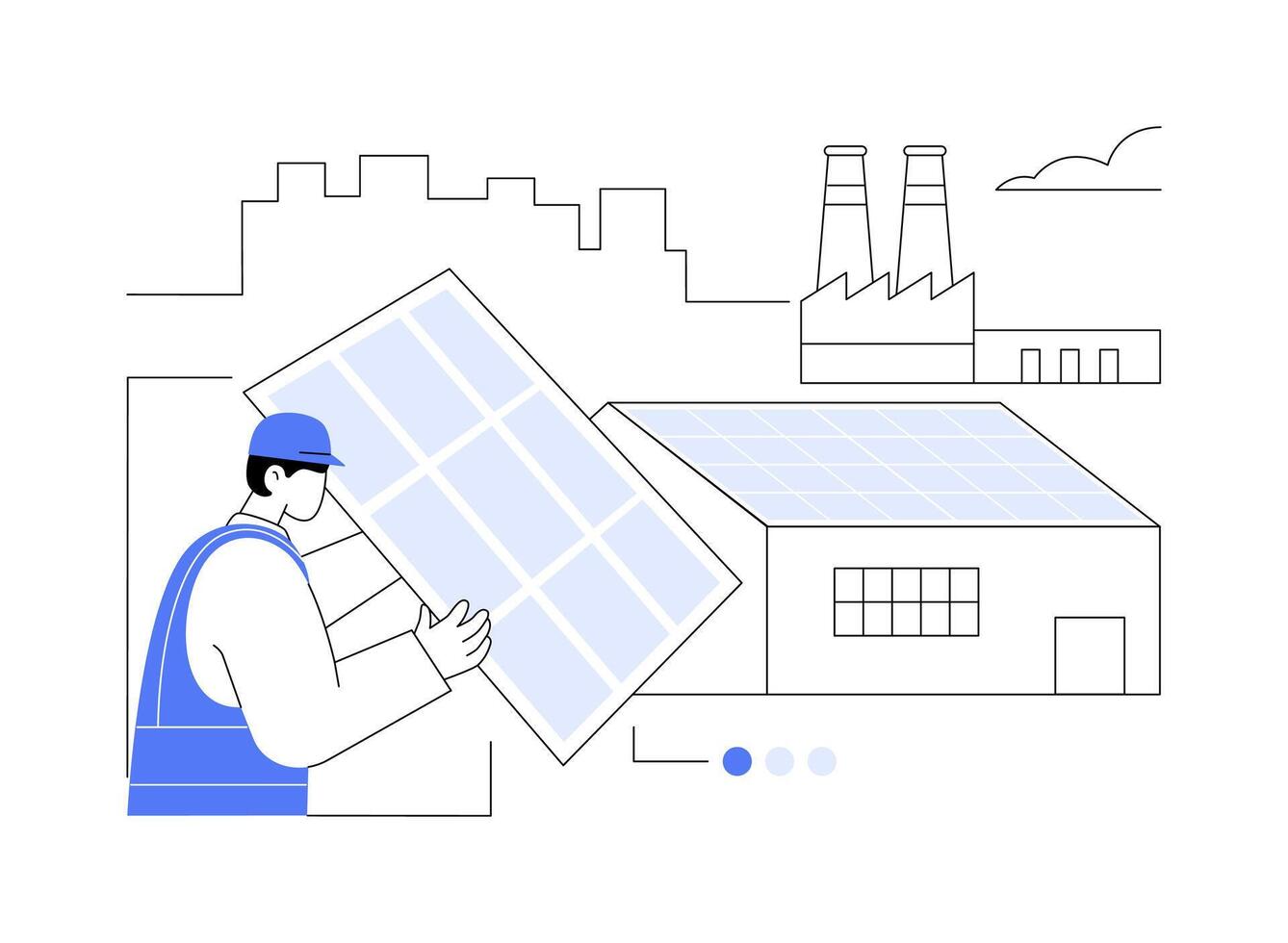 Alternative energy sources use in manufacturing abstract concept illustration. vector