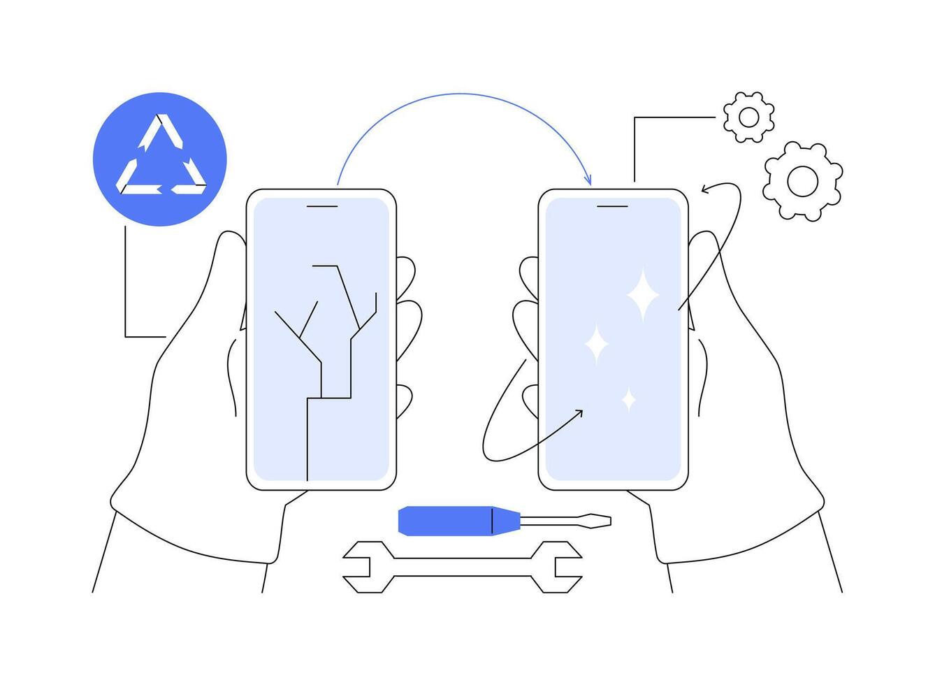 Refurbish electronics abstract concept illustration. vector