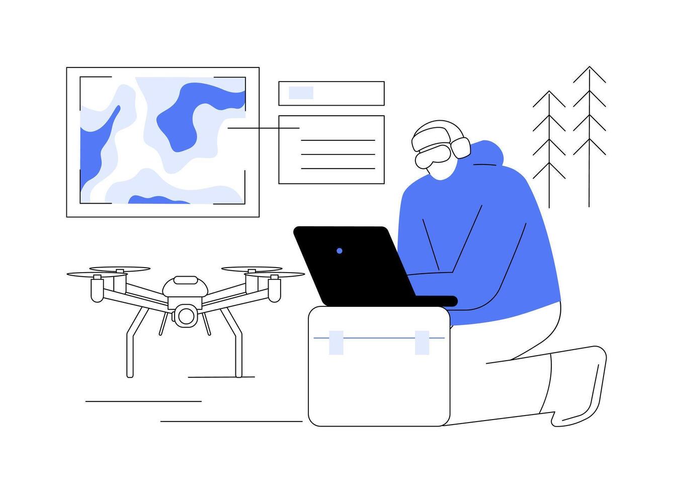 Use remote sensing drones abstract concept illustration. vector