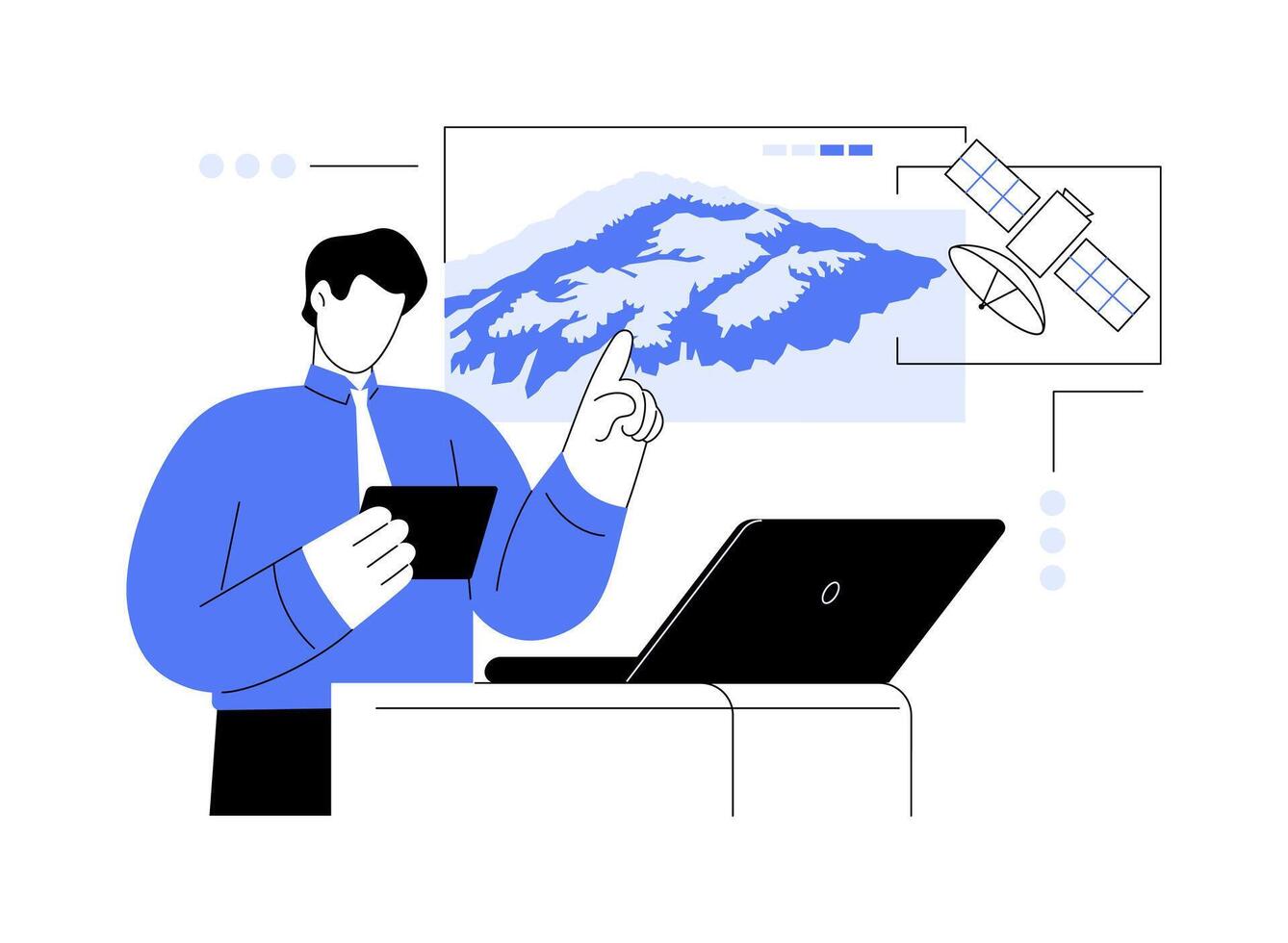 Present remote sensing data abstract concept illustration. vector