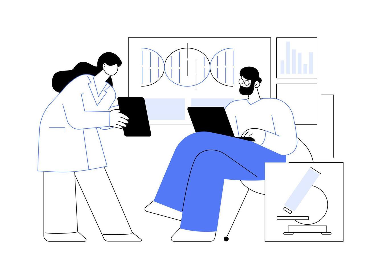 Genetic analysis software abstract concept illustration. vector