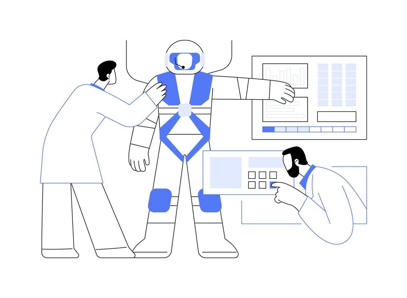 Astronaut training abstract concept illustration. vector