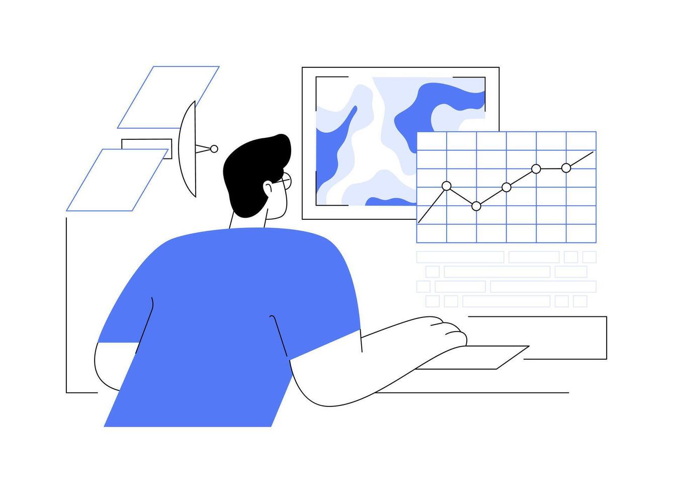 Satellite data analysis abstract concept illustration. vector
