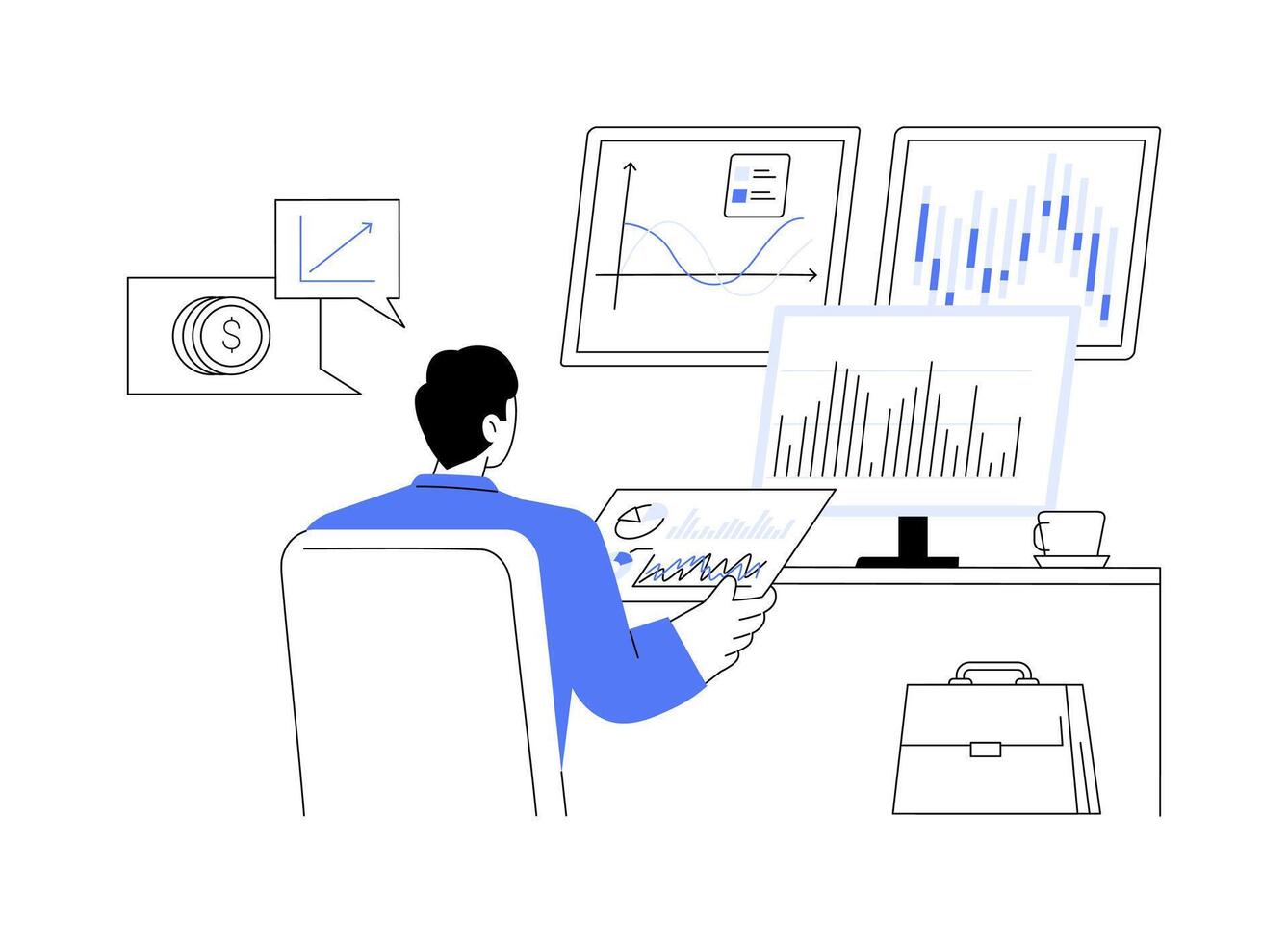 Data-driven investment strategy abstract concept illustration. vector