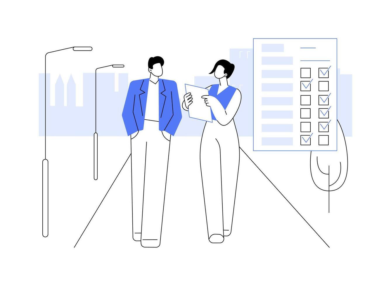 Person-to-person interview abstract concept illustration. vector