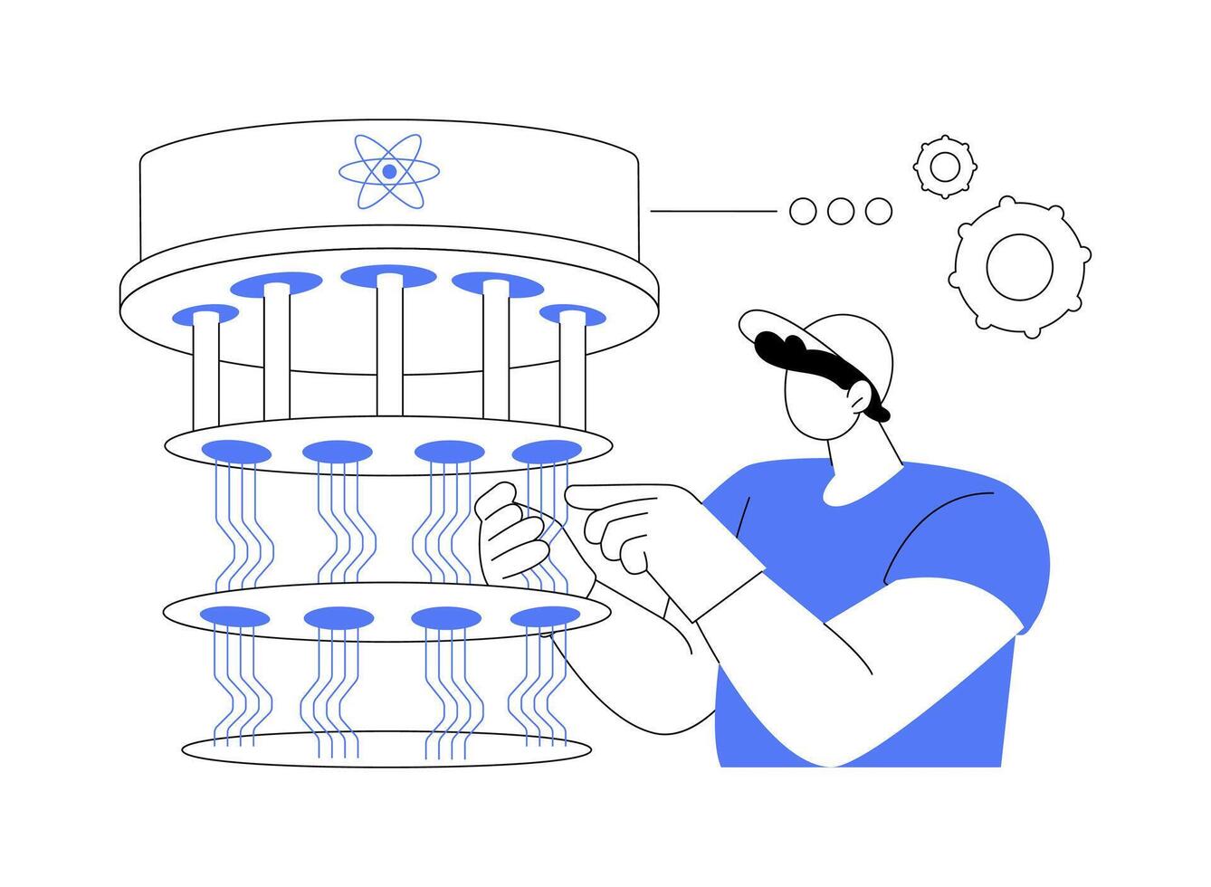 Building quantum computers abstract concept illustration. vector