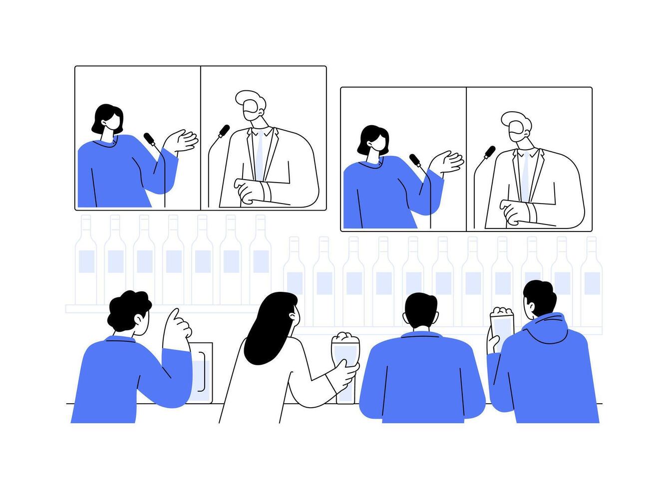 Broadcasting debates abstract concept illustration. vector