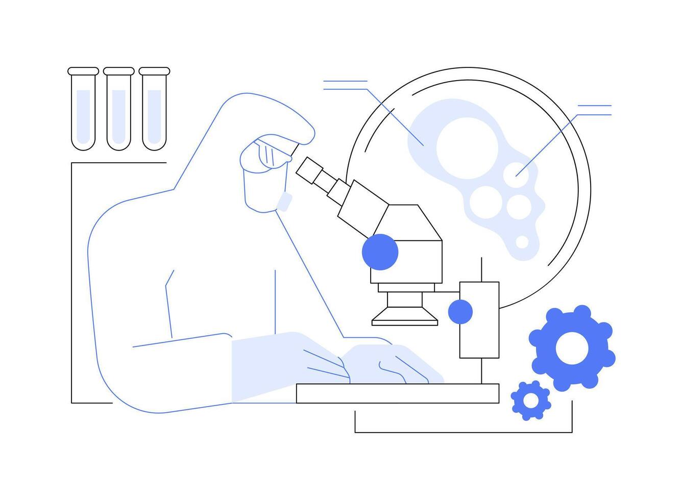 Conduct experiment with nano particles abstract concept illustration. vector