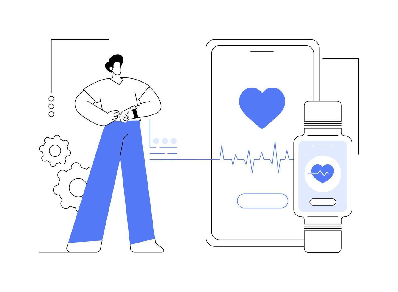 Smartwatch heart rate monitoring abstract concept illustration. vector