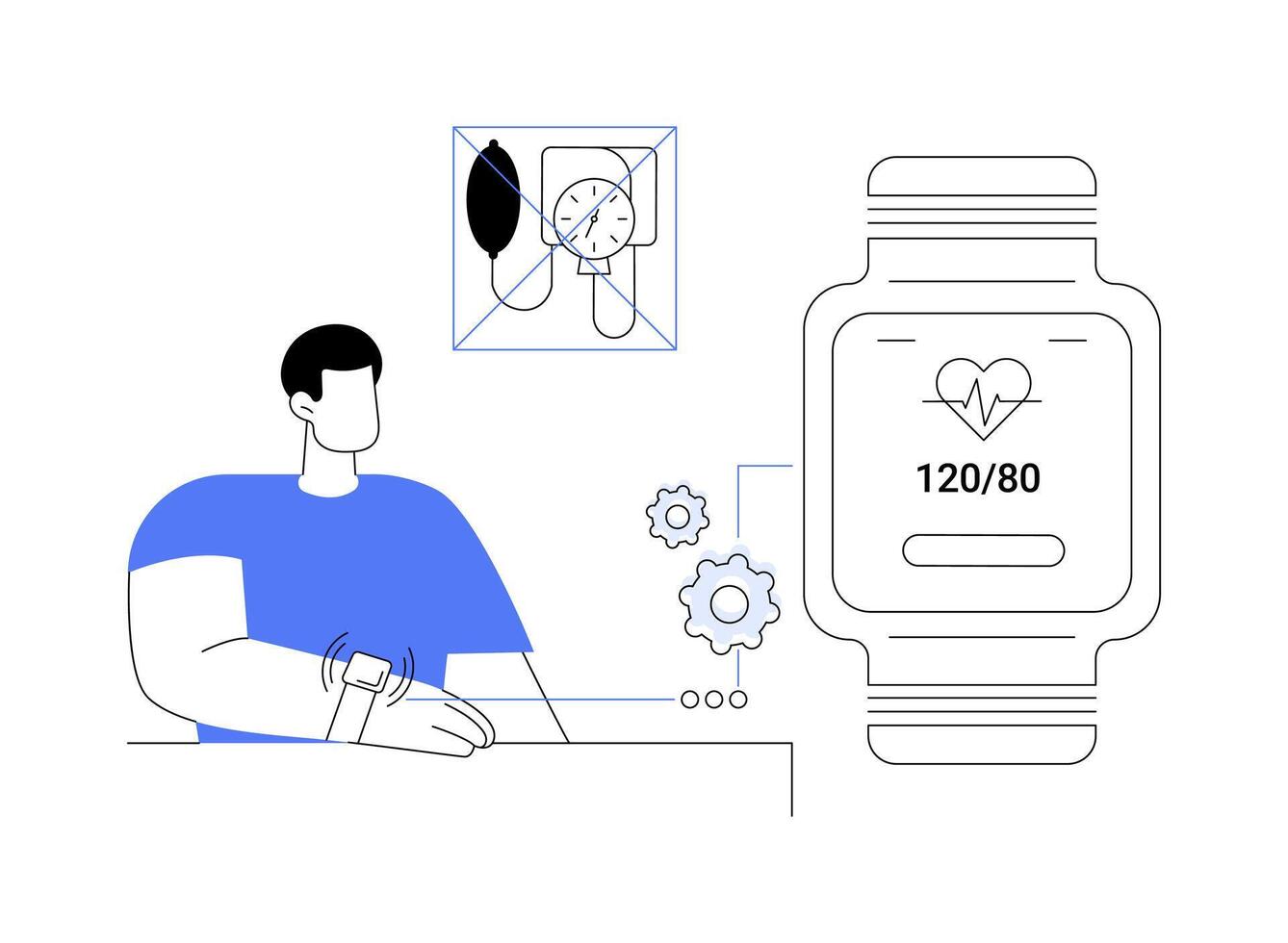 Smartwatch blood pressure monitoring abstract concept illustration. vector