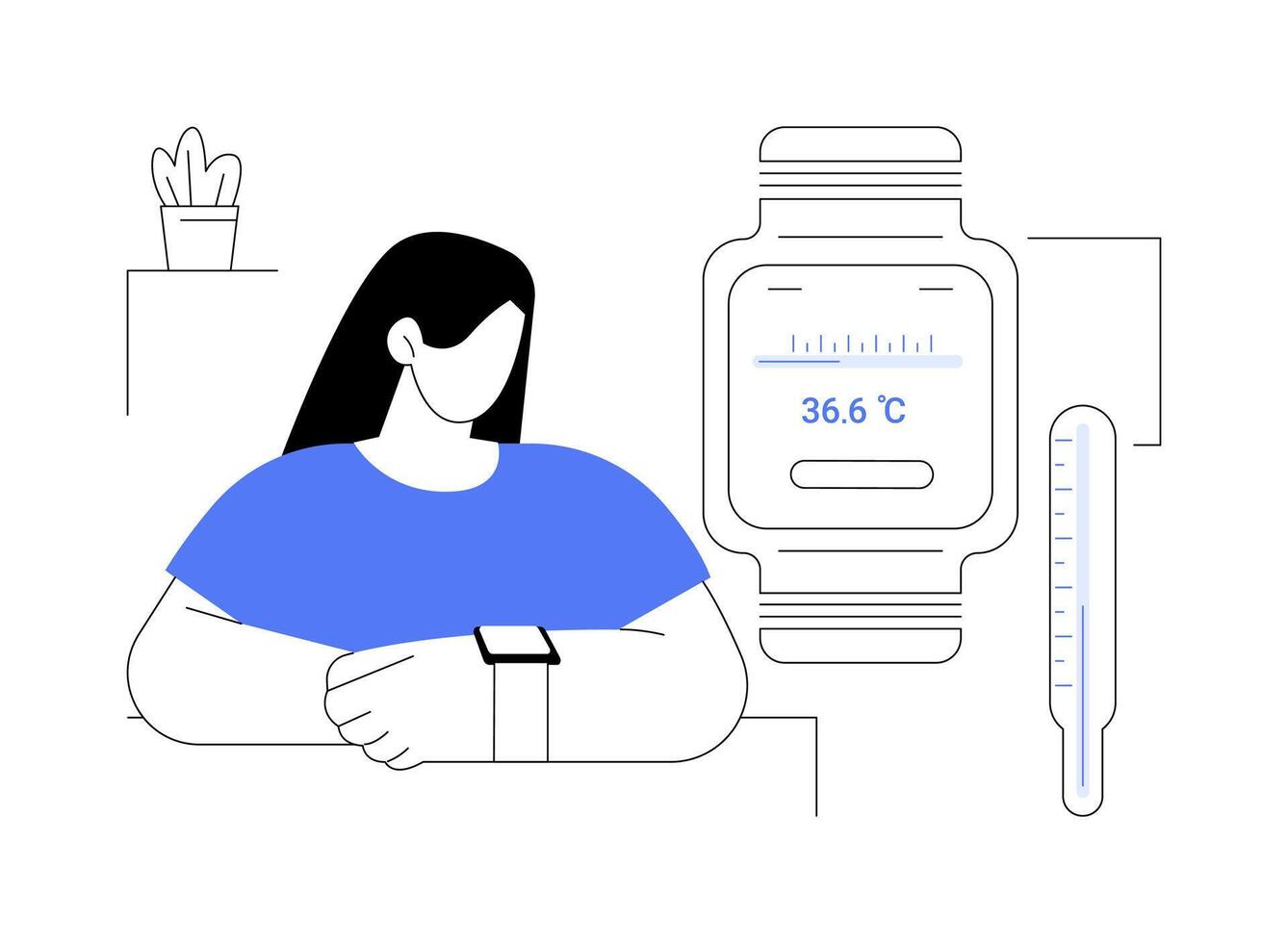 Smartwatch body temperature monitoring abstract concept illustration. vector