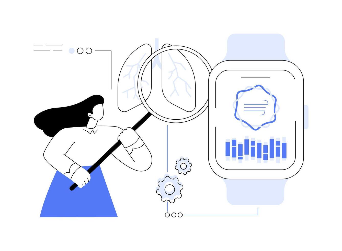 Smartwatch respiration monitoring abstract concept illustration. vector