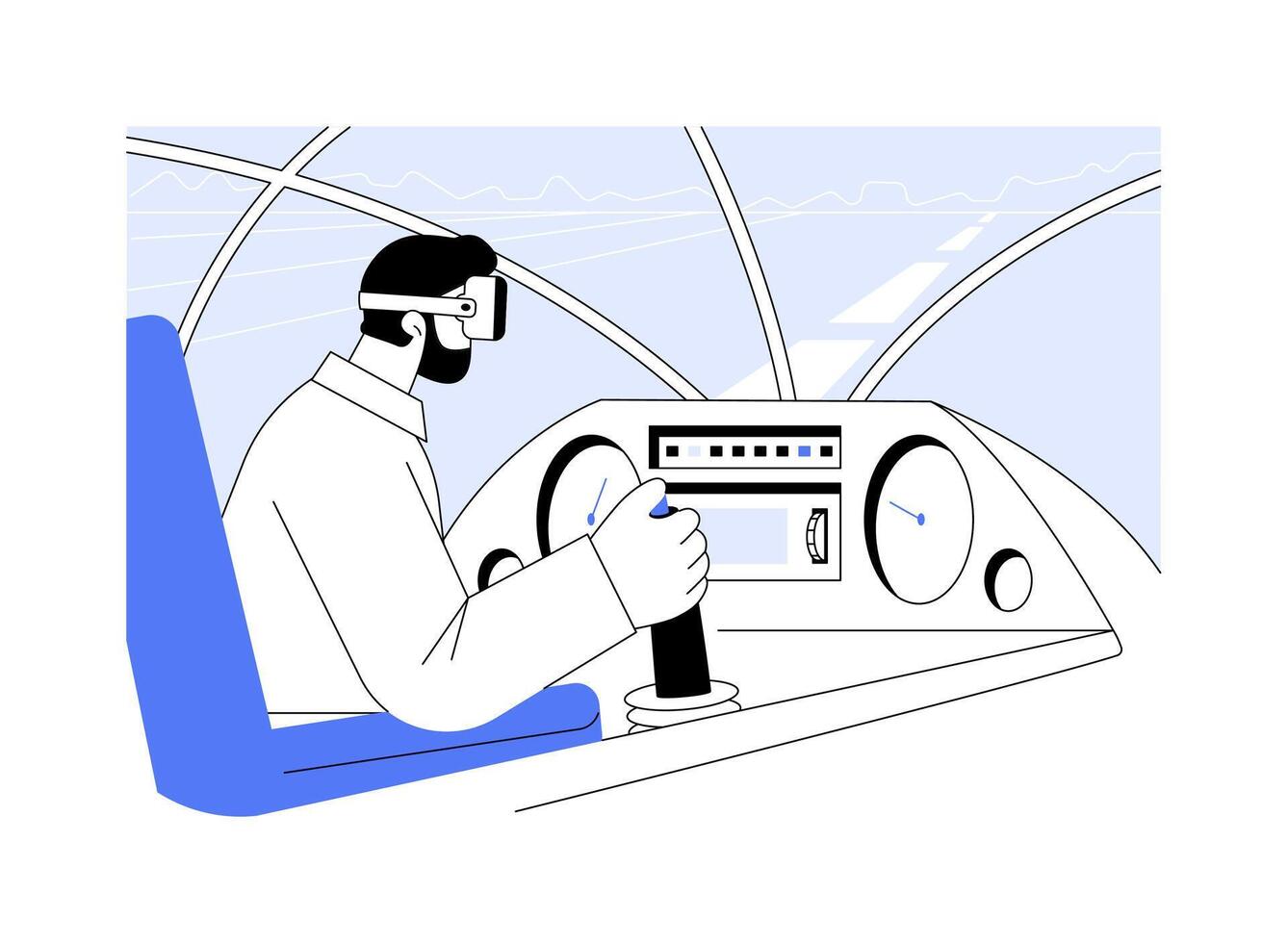 VR pilot training abstract concept illustration. vector