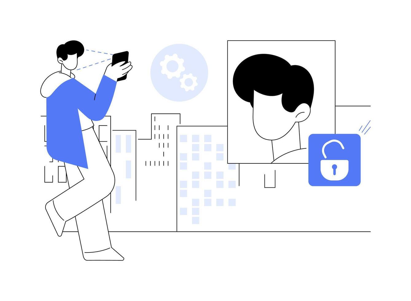 Facial recognition abstract concept illustration. vector