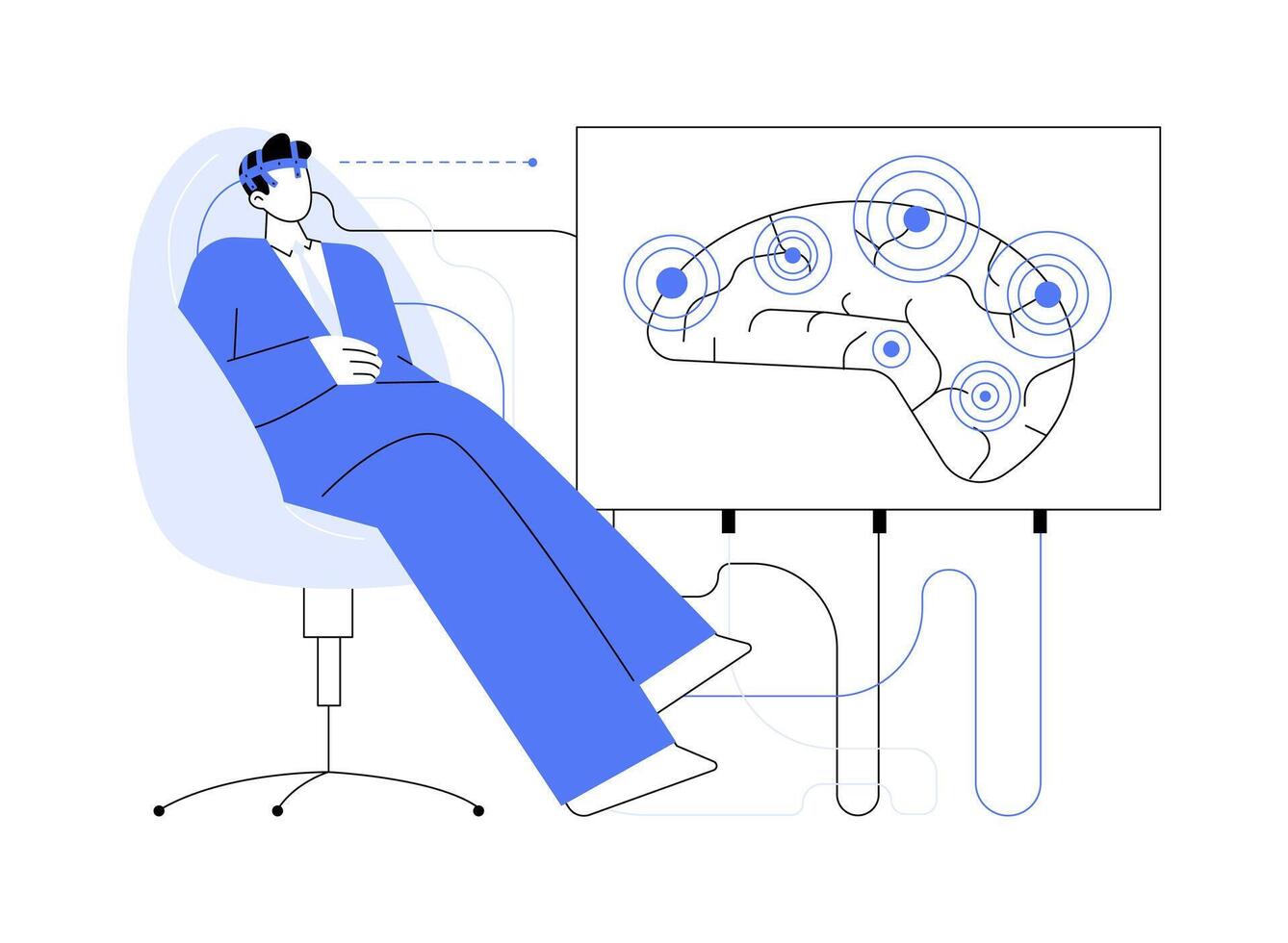 Brain-computer interface abstract concept illustration. vector