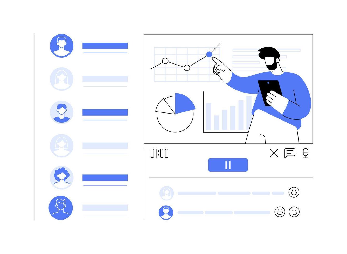 Dynamic presentation abstract concept illustration. vector