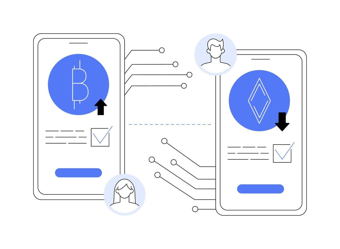 Cryptocurrency transaction abstract concept illustration. vector