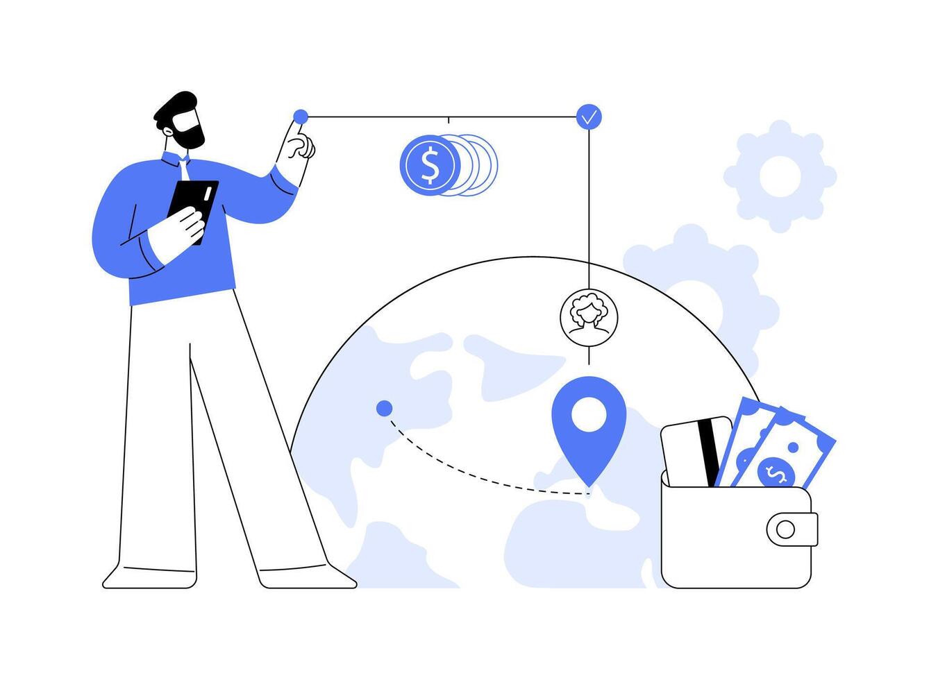 Cross-border payments abstract concept illustration. vector