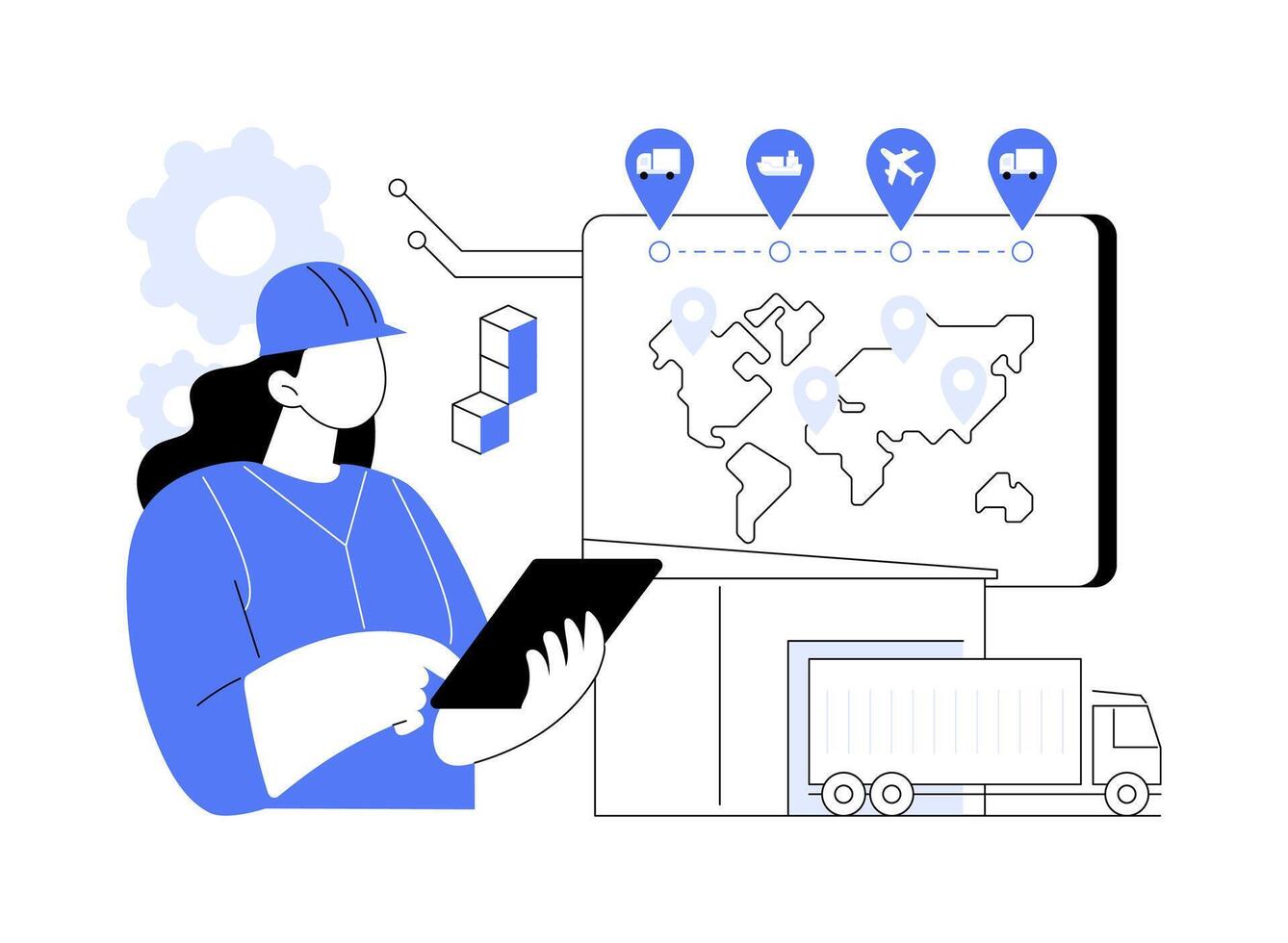 Blockchain-backed logistics abstract concept illustration. vector