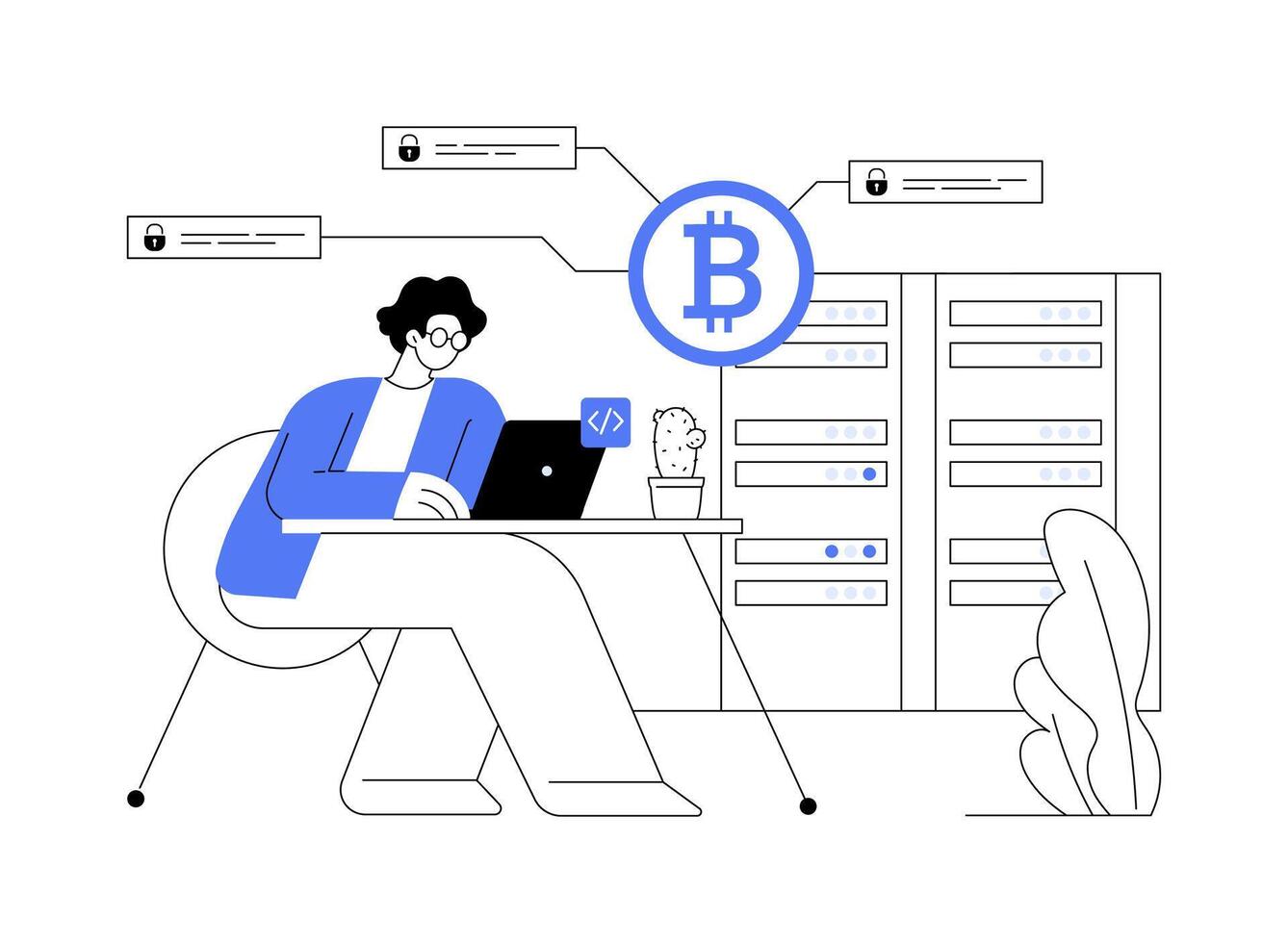 Blockchain tech architect abstract concept illustration. vector