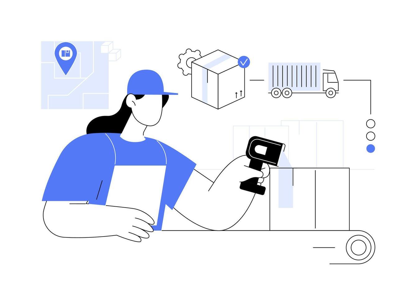 Blockchain item tracking abstract concept illustration. vector