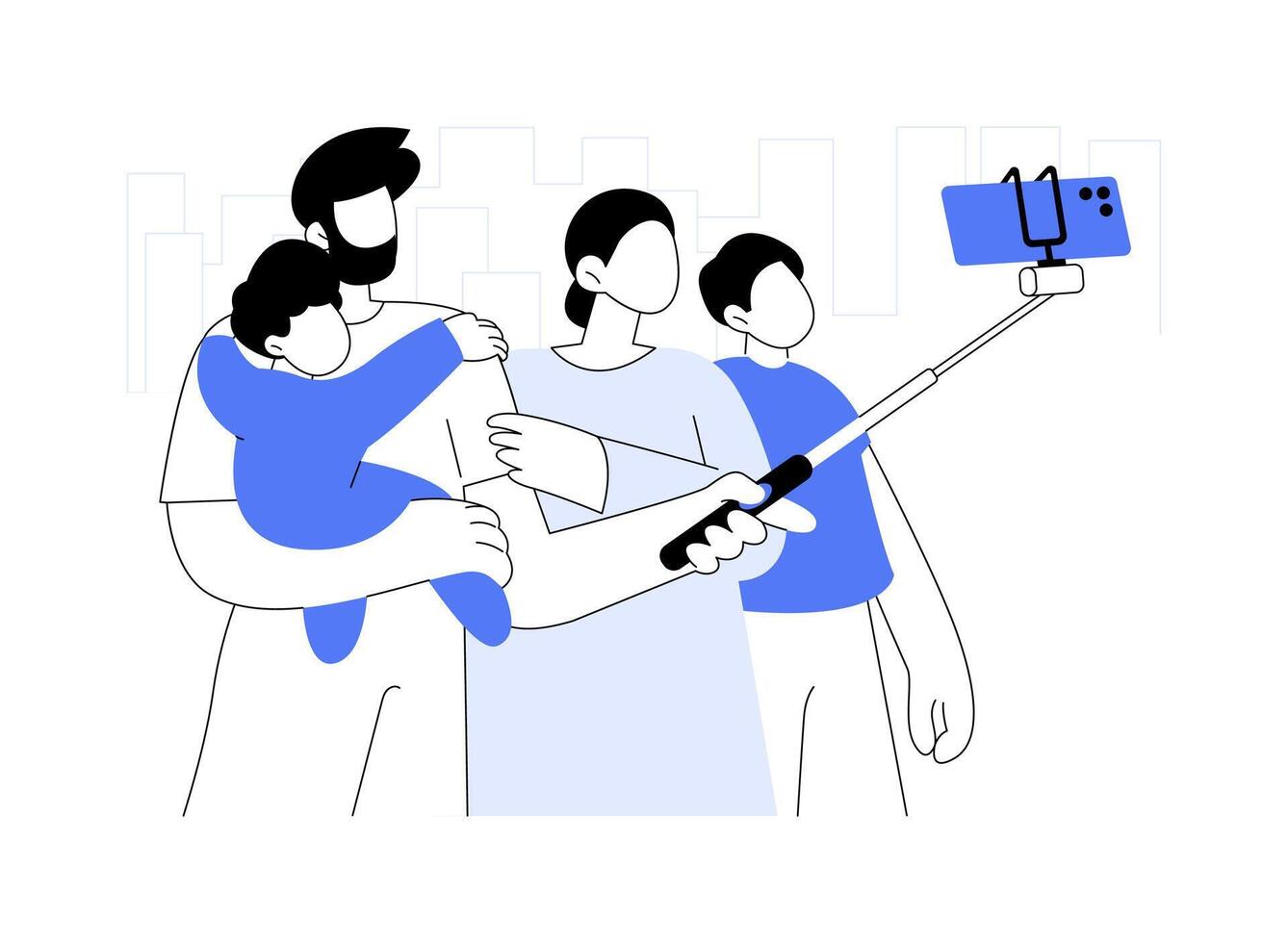 Selfie stick abstract concept illustration. vector