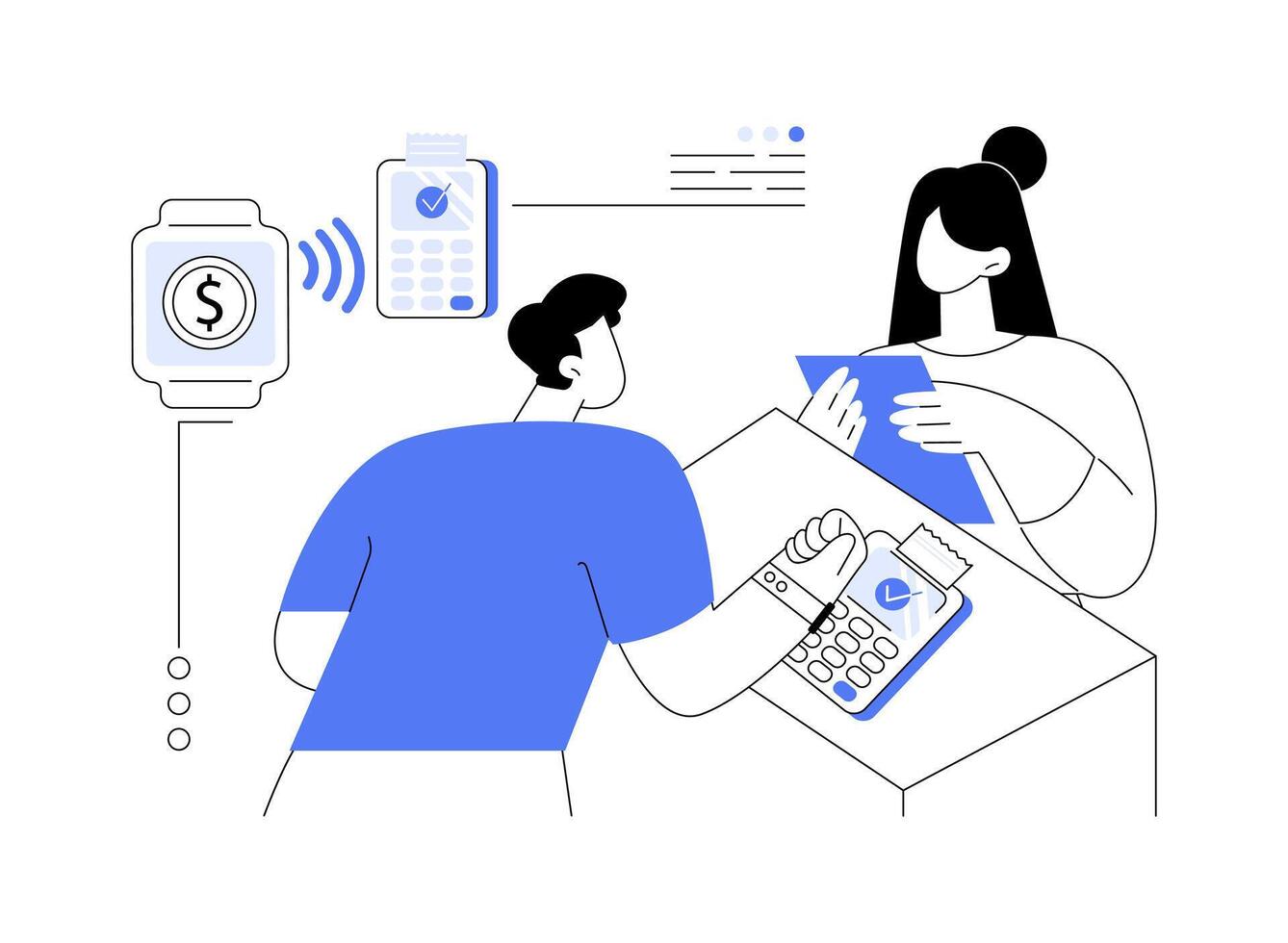 Smartwatch contactless payment abstract concept illustration. vector