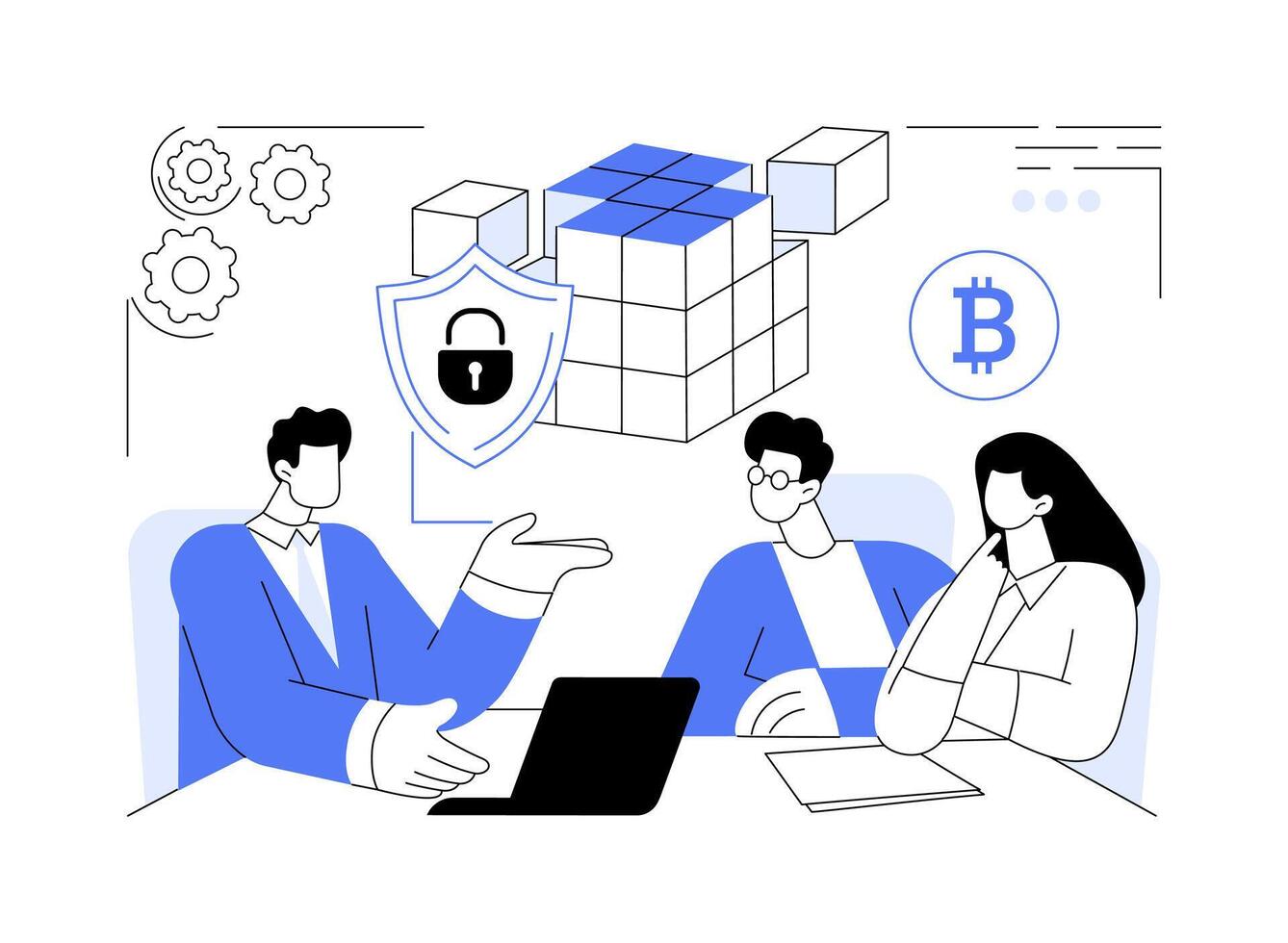 Blockchain cybersecurity abstract concept illustration. vector