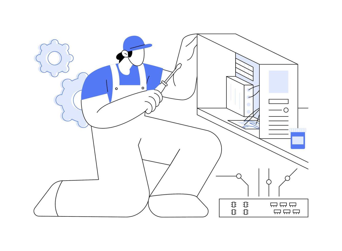 Hardware repair abstract concept illustration. vector