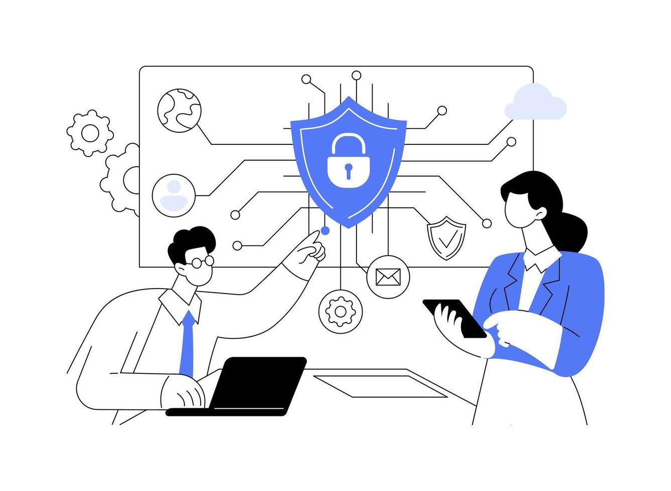 Information security consultant abstract concept illustration. vector