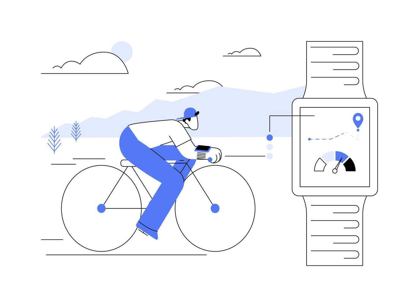 Smartwatch outdoor cycling tracking abstract concept illustration. vector