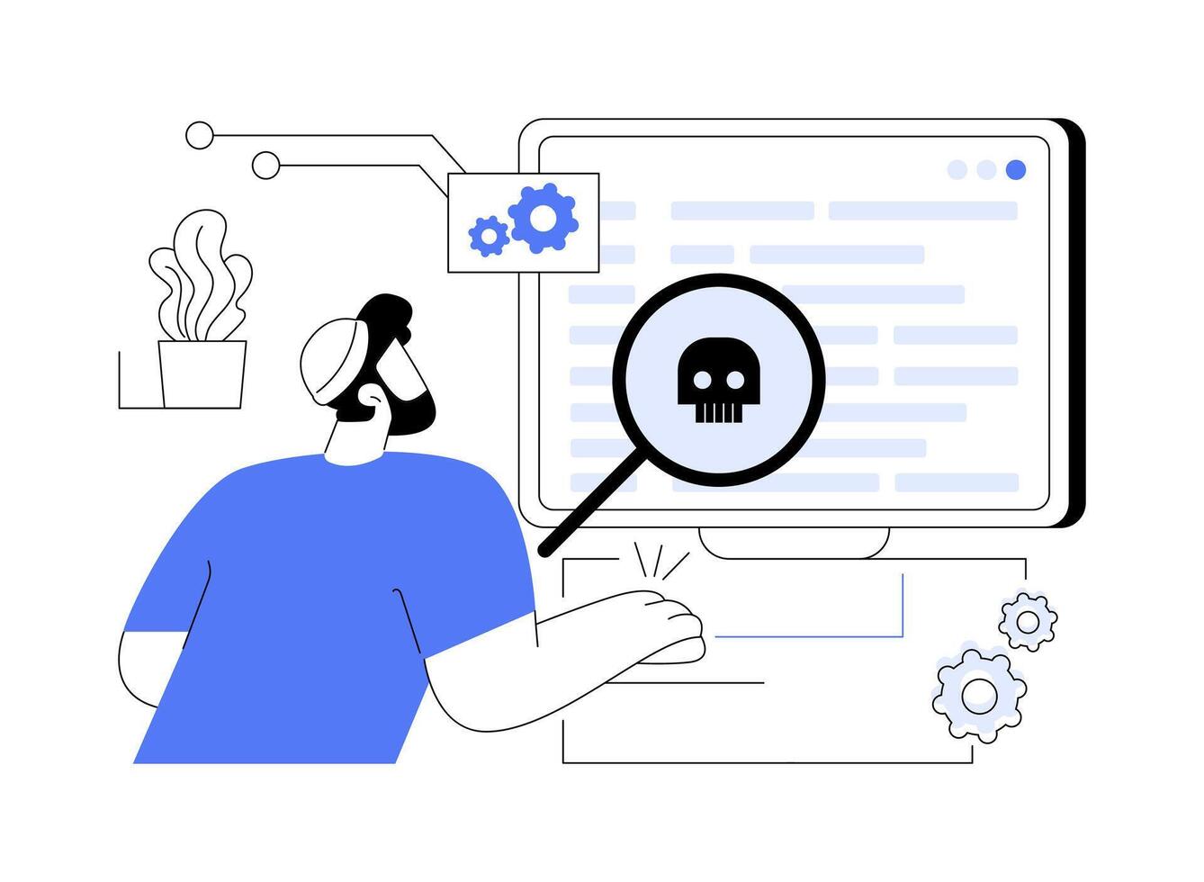 Malware analyst abstract concept illustration. vector