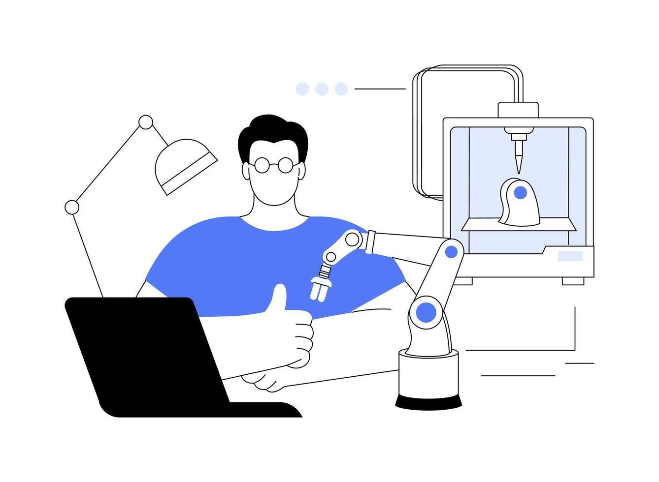 3D printers in robotics abstract concept illustration. vector