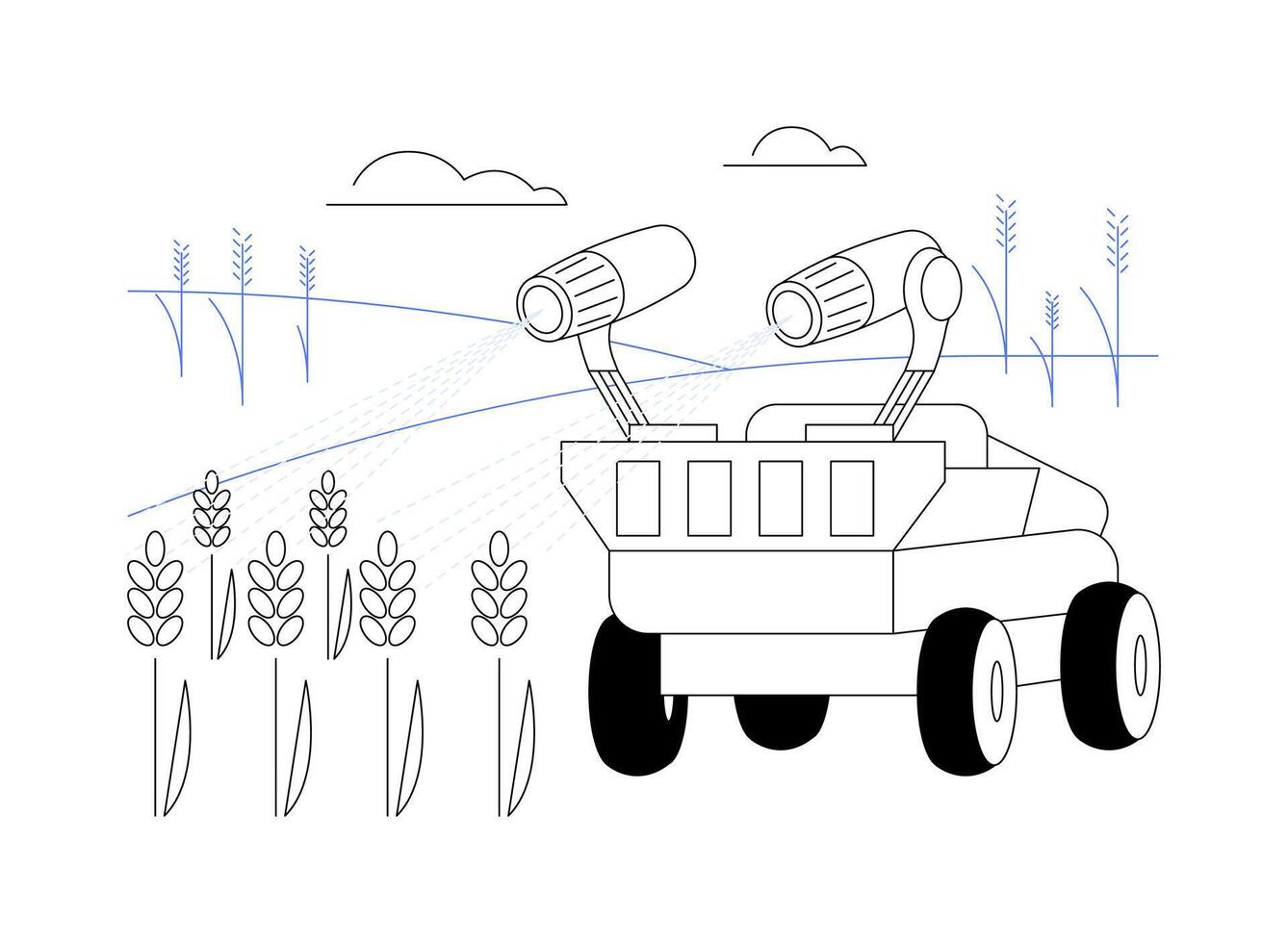 Spraying robot abstract concept illustration. vector