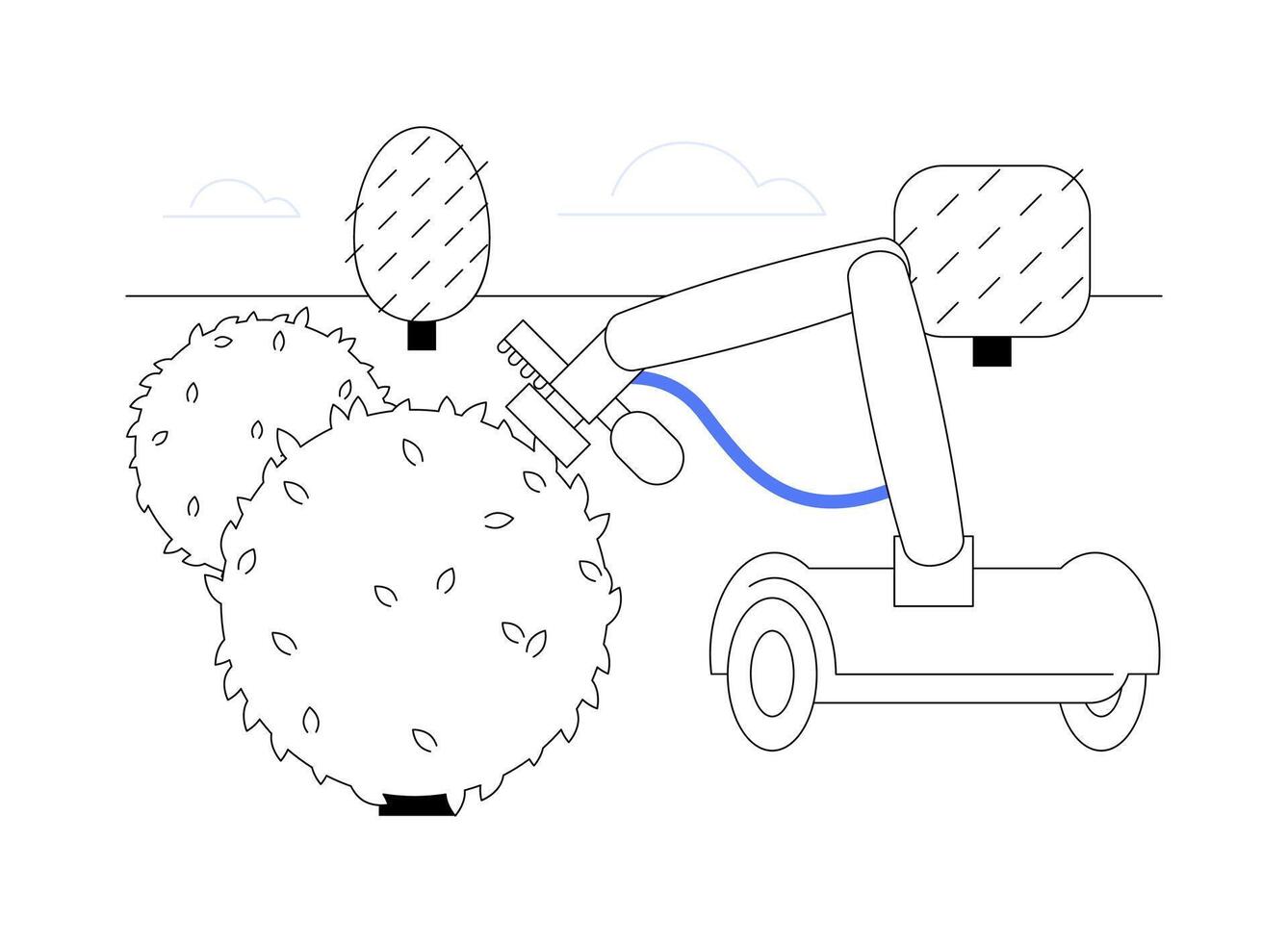 Trim bot abstract concept illustration. vector