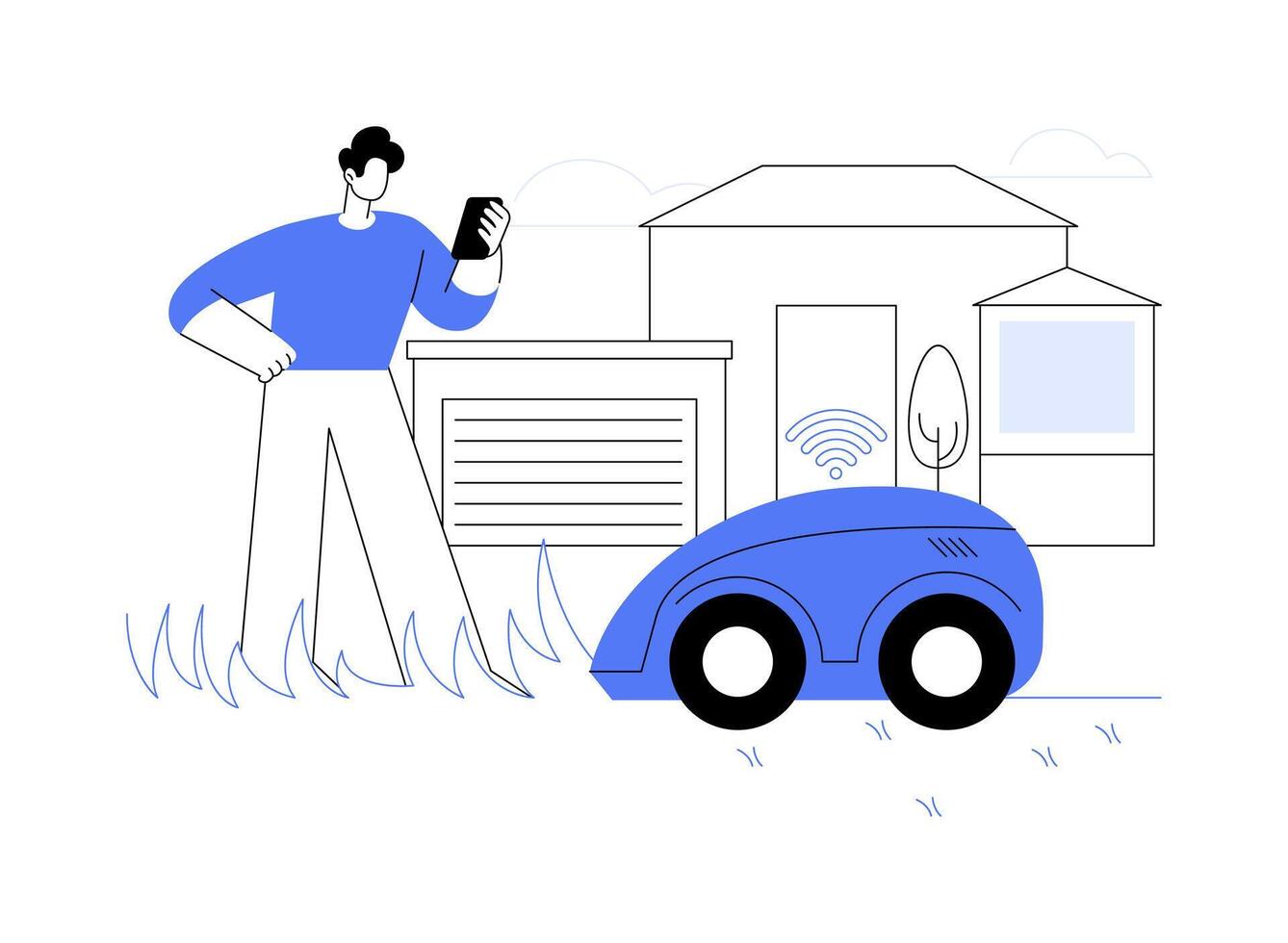Autonomous mowing abstract concept illustration. vector