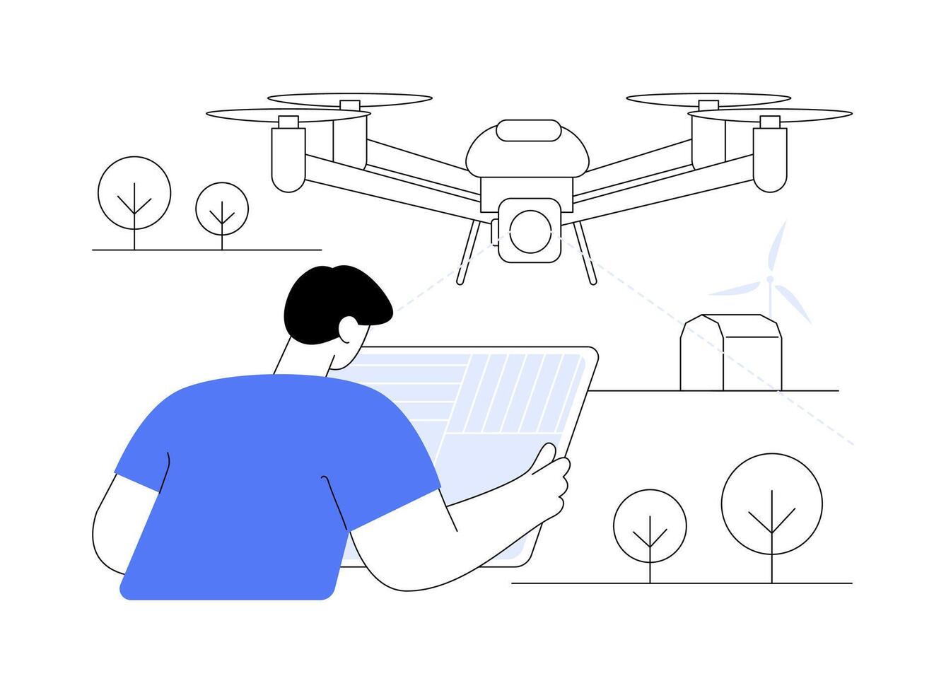 Aerial imagery drones abstract concept illustration. vector