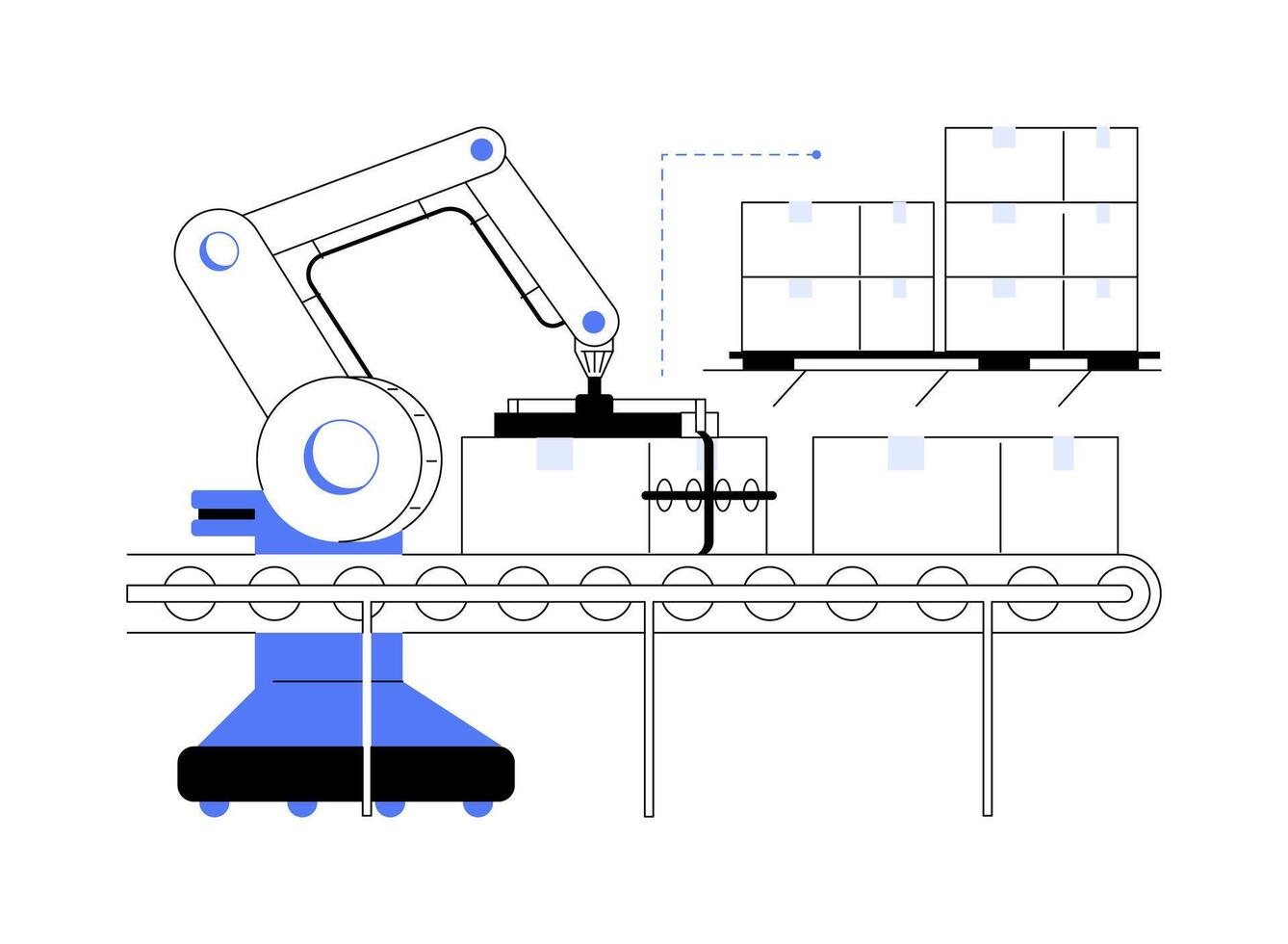 Palletizing robots abstract concept illustration. vector