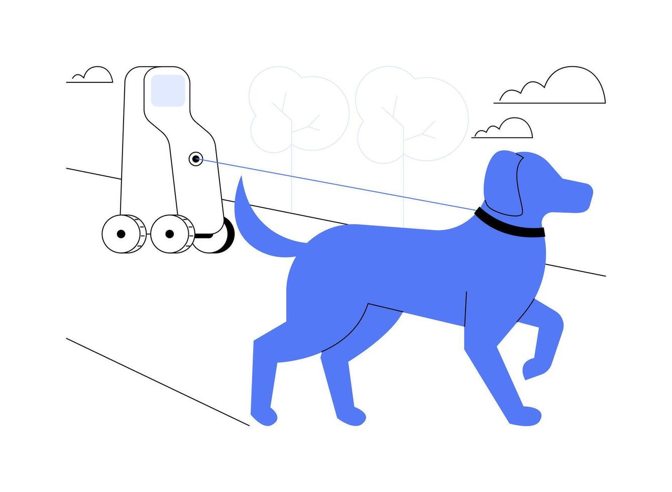 Dog walking robot abstract concept illustration. vector